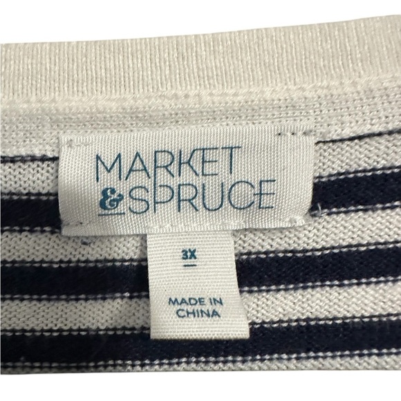 Market & Spruce Leila Split Neck Tassel Pullover Striped Knit 3/4 Sleeve Top 3X - Picture 7 of 7